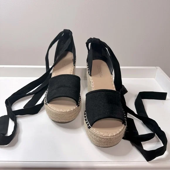 JustFab Isla Tie Up Espadrille Wedge Heels Sandal Size US 8 / EU 38.5 - Picture 2 of 5